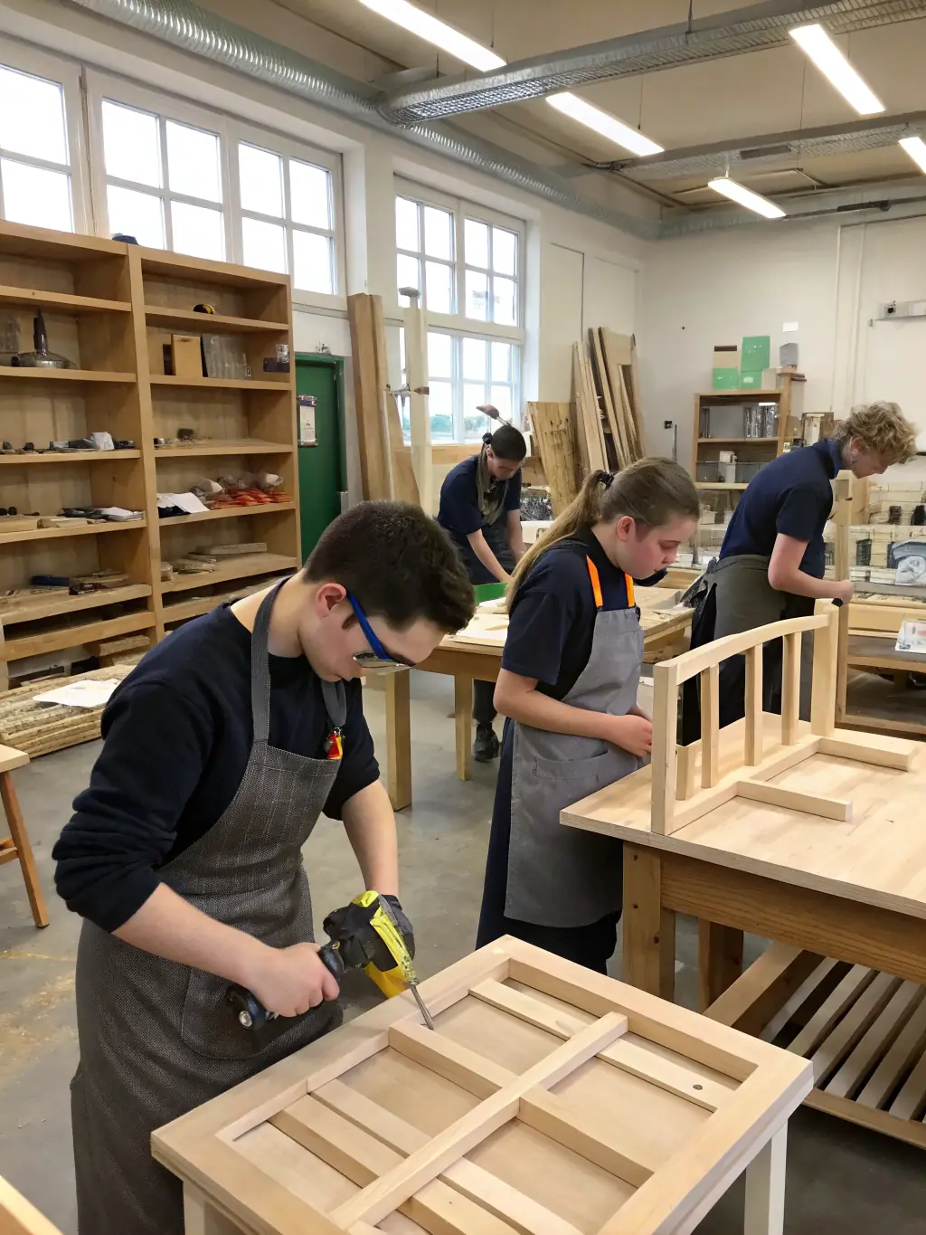 A group of young people participating in a vocational training session, learning practical skills for employment.