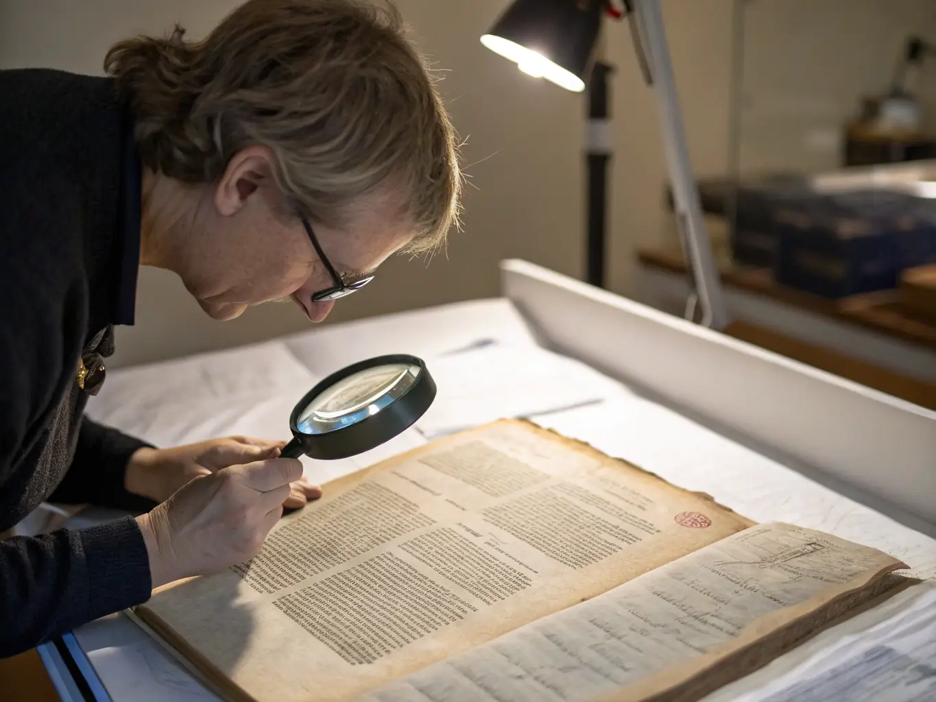 A photograph showing participants in a historical preservation workshop, learning traditional techniques for restoring old documents and artifacts.